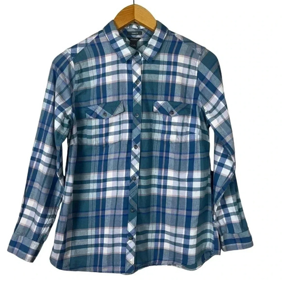 Eddie Bauer Tops - Eddie Baur Blue Classic Fit 100% Cotton Plaid Flannel Size Large